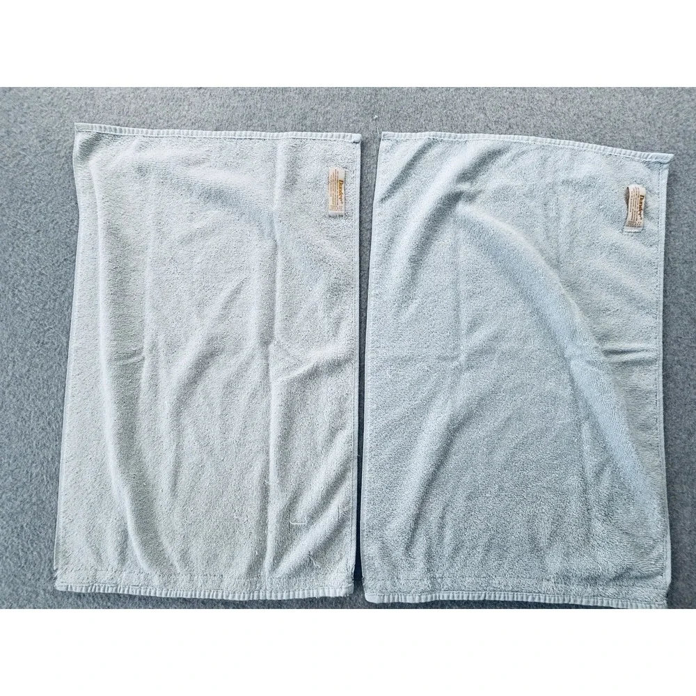Pair Of Vintage Dundee Hand Towels - Light Blue With White Lace Trim - Lot Of 2